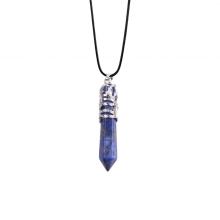 Hot Gemstone Hexagon Prism phoenix Alloy Lapis Lazuli Stone Pendant Necklaces