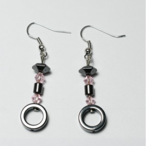 Hematite Heart Earring with silver color finding