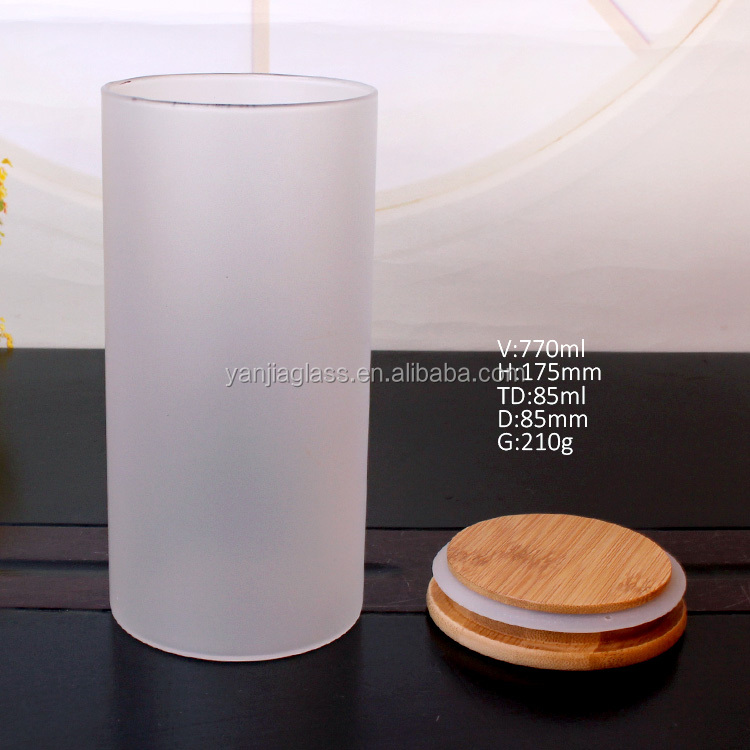 Glass jar kitchen clear glass storage jar with bamboo lid borosilicate glass canister