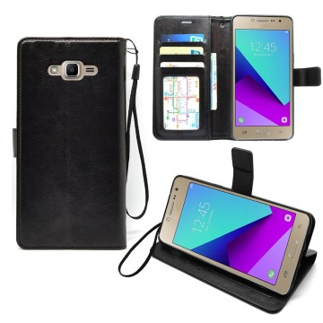 luxury leather stand flip cover for samsung galaxy j2 prime, for samsung galaxy grand prime plus case