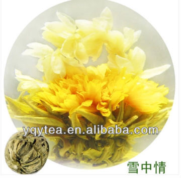 Chinese tea blooming tea xuezhongqing flower handmake green tea