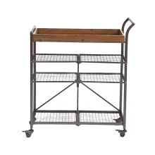 Factory wholesale custom size metal and wooden hotel folding carts restaurant folding carts