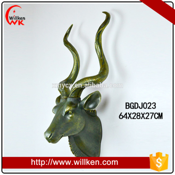 Realsitic Wild Animals Polyresin Strepsiceros Head Statue for Walls