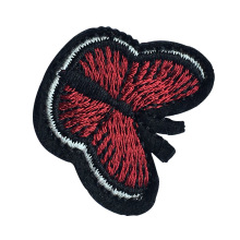 Accessoires de patch de vêtements brodés papillon rouge sur mesure