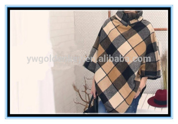 2016 fashion plaid tartan cape sagittal symmetry poncho shawl factory China