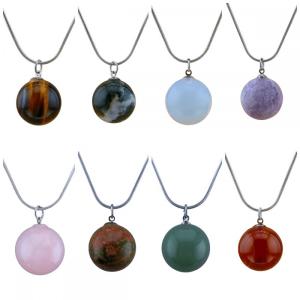 Gemstone 20 mm perles rondes avec collier de chaîne de serpent argenté de 45 cm Silt