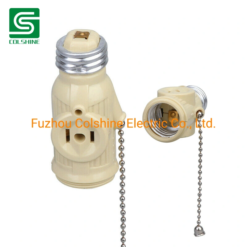 Pull Chain Lampholder Light Socket Lamp Base with Two Outlets