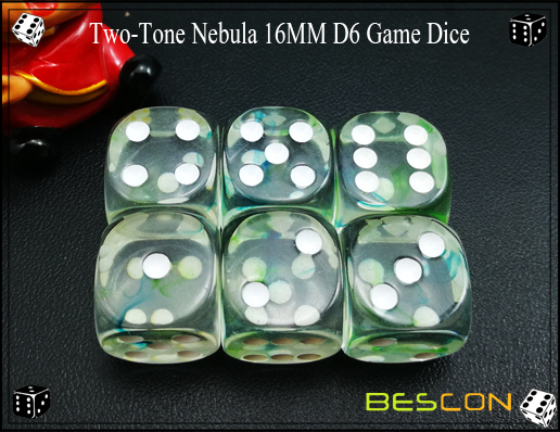 Deux-Tone Nebula 16MM D6 Game Dice-11 Two-Tone Nebula 16MM D6 Game Dice-11