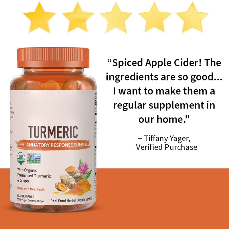 OEM/ODM Vegan Joint Support Fermented Turmeric Ginger Support Brain Booster Curcumin Turmeric Ginger Gummies