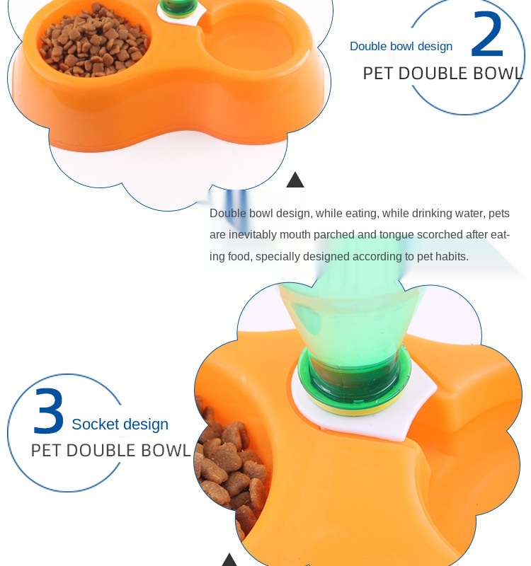 Pet Water Dispenser Double Bowl Dual-use Pluggable Pet Bottle Drop-resistant Temperature Resistant High Quality Dog Food Bowl