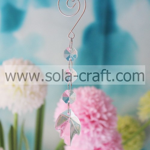 Factory Price Nice Leaf Drops With Three Octagon Beads For Christmas Tree Curtain Chandelier