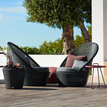 Modern Black Rattan Patio Sofa Set