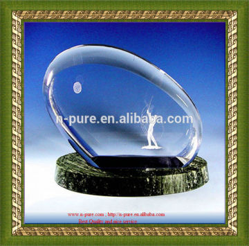 wholesale handmade 3d Crystal trophy for golf sport