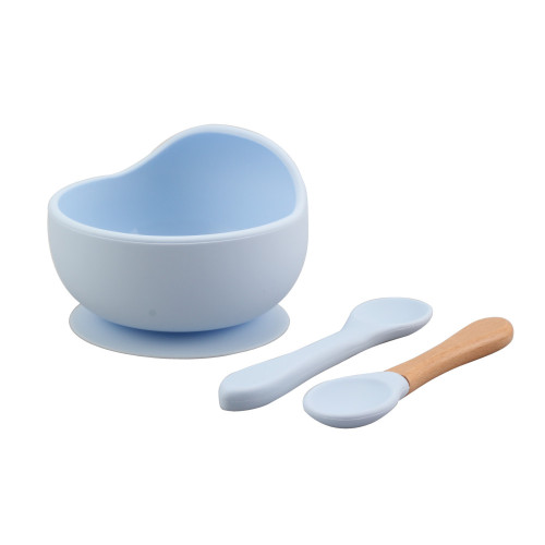 Whole silicone suction base baby bowl set