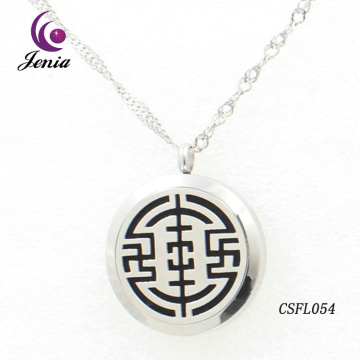 Jenia Stainless Steel Engraved Intricate Designs Perfume Necklace Pendant
