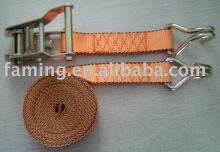 38mm x 4.5m orange PES lashing strap with J hooks