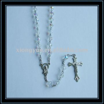crystal beaded rosary necklace