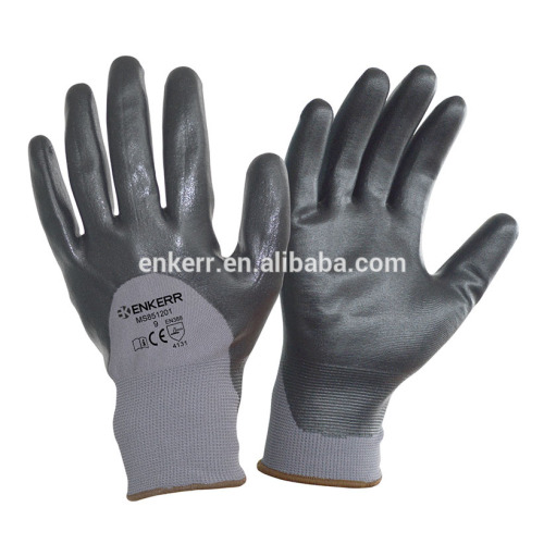 nitrile coated gloves, 15g nylon liner with 3/4 nitrile coated gloves