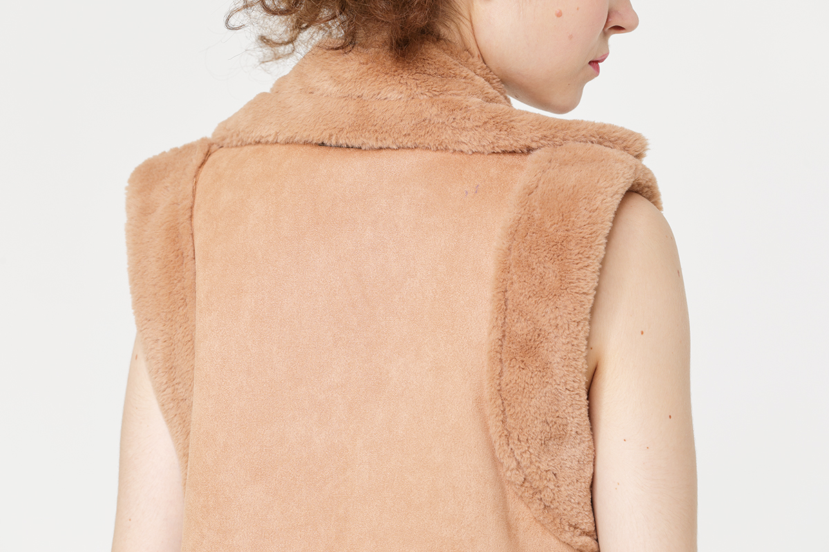 Fake Rabbit Fur Composite Suede Vest