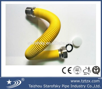 BSI metal gas stretch length tubing with yellow jacket cover