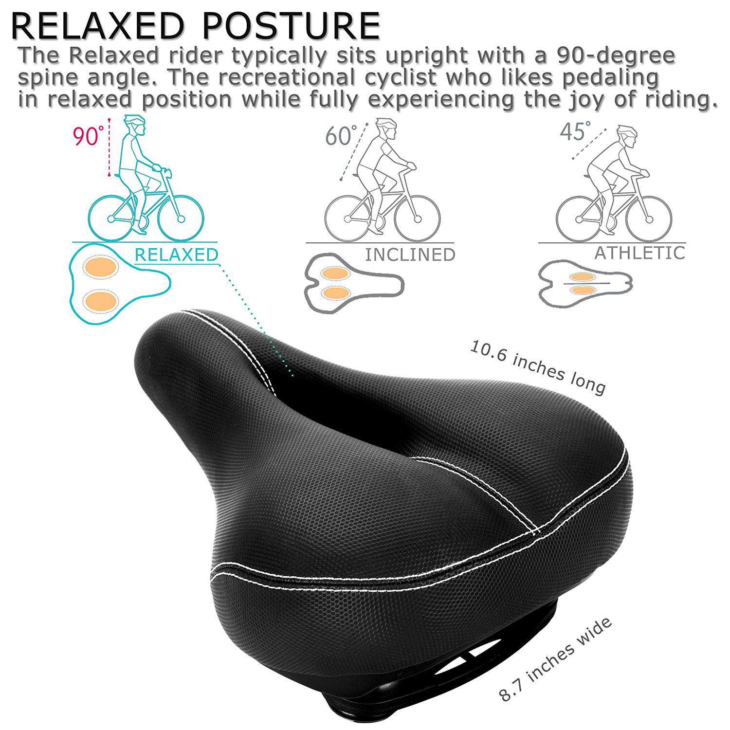 Comfortable Men Women Bike Seat Wide Bicycle Saddle