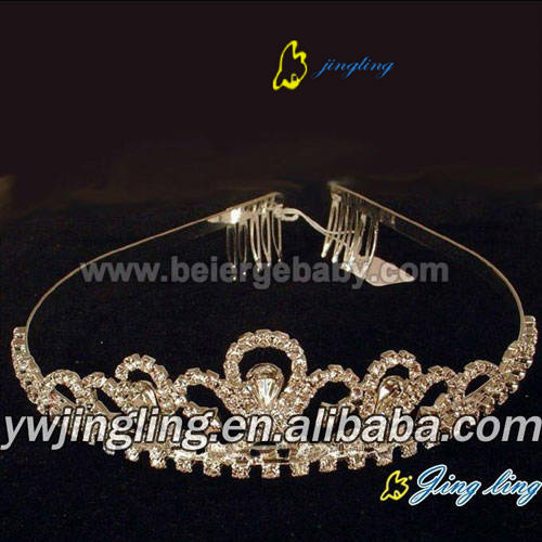 Gold rhinestone tiara pageant crowns  CR-676