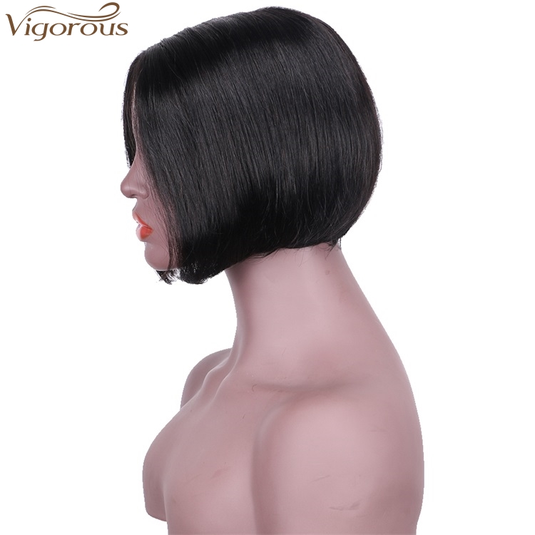 Vigorous Top Quality 8 Inches Short Bob Middle Part Lace Frontal Wigs Straight Black Human hair Wigs For Women Wholesale Price