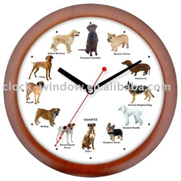 dog sound tell the time wall Clock