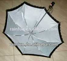 Double canopies 2 fold umbrella lace-work sun umbrella