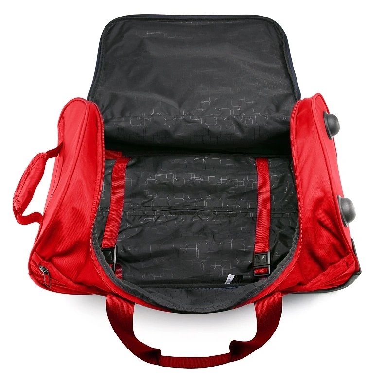 Red Trolley Bag with Wheels for Travel