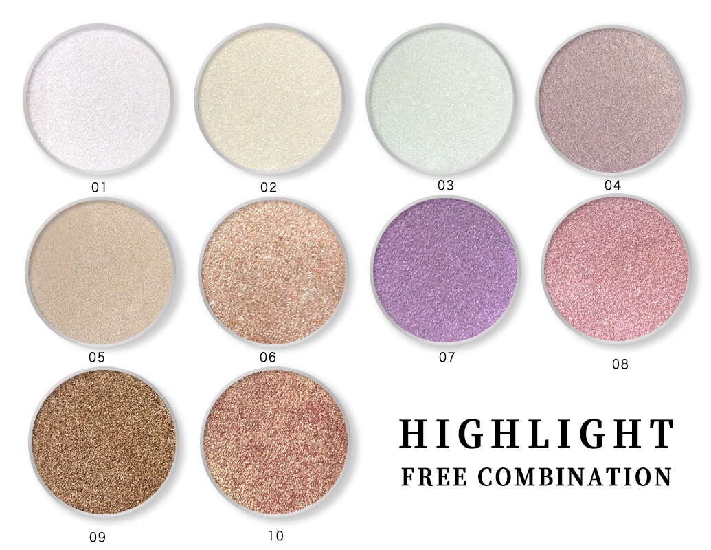 10 color highlighter Highlight palette DIY colors Free combination Face makeup body glitter vegan Rose gold