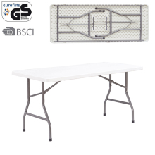 5ft 152cm Rectangle Outdoor Picnic HDPE Plastic Folding Tables for Half Space Saving