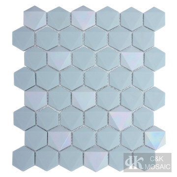 3D Iridescent Hexagon Glass Mosaic Tile