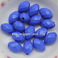 Opaque Colors Acrylic Faceted Oval Beads for Jewelry Parts