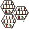 Wood Hexagon Floating Shelf Nail Polish Organizer