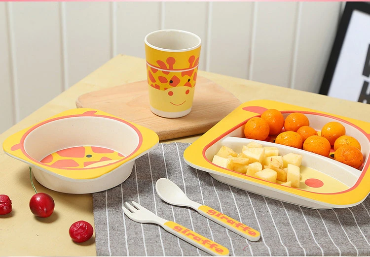 Bamboo Fibre 5 PCS Deer Printed Children Dinner Set