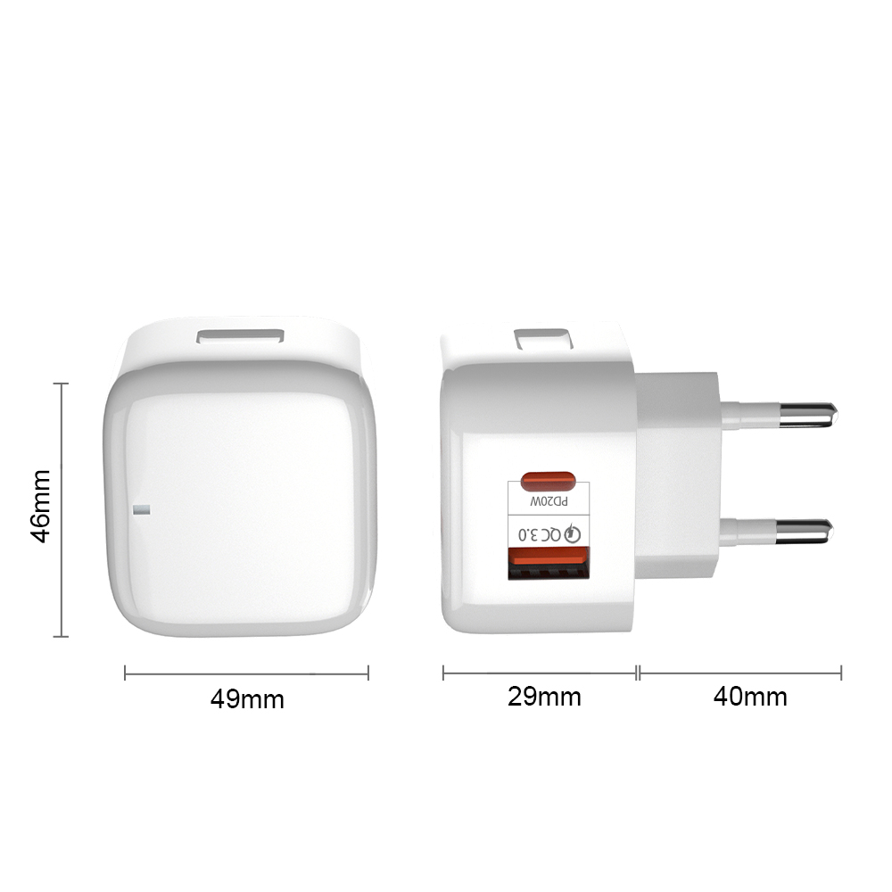 QC3.0 و TYPE-C 20W الحائط USB شحن سريع