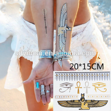 Metallic Temporary Tattoos Flash Gold Silver Metallic Temporary Tattoos Flash Gold Silver Egyptian Goddess Beach Fake Tattoo