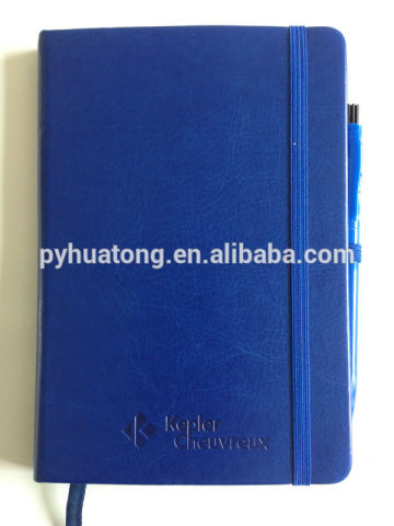 pu leather notebook with elastic pen holder