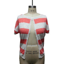 SHORT SLEEVES STRIPE CARDIGAN