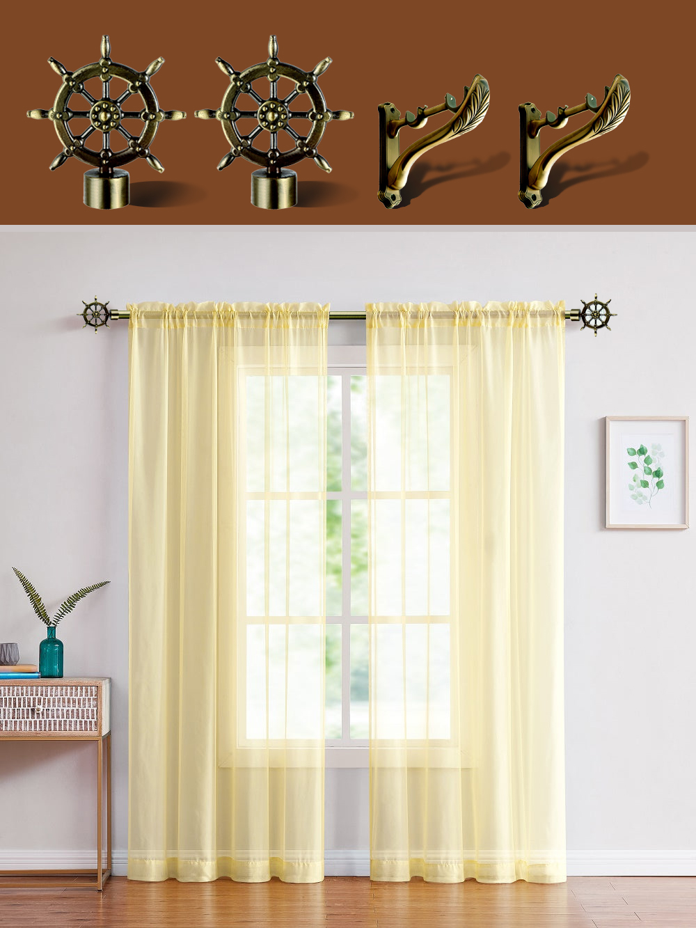 Carriage wheel Curtain Rods