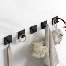 Black Aluminum Single Wall Hanging Metal Clothes Hook Organizer