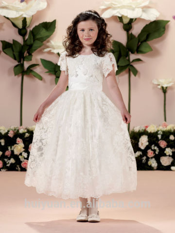 white lace detachable cap sleeve baby gown formal dresses for kids