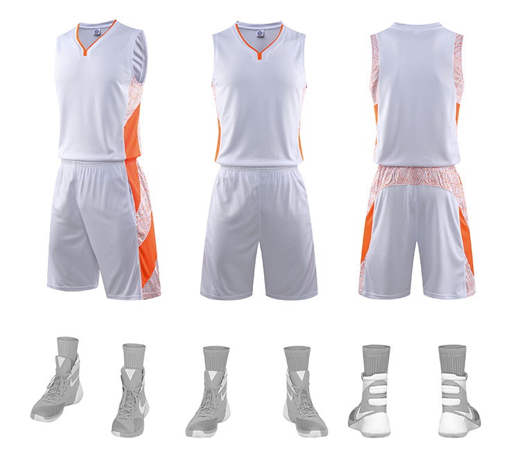 Basketbaluniform van polyester met V-hals en pocket jersey