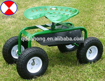 garden cart with steel seat,garden tool cart, seat cart, easy moving garden cart