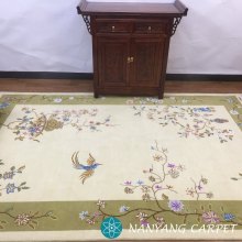 6'x9' Ivory Wool Area Rug Contemporary Floral Carpet