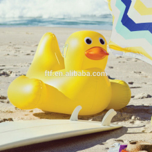 Custom overwater yellow duck rider,yellow inflatable duck floating row,inflatable duck air mattress