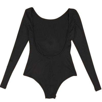 Collar Open Back Long-Sleeved Bodysuit