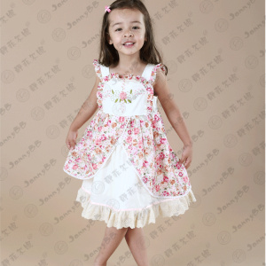 Hand embroidered floral printed toddler dress