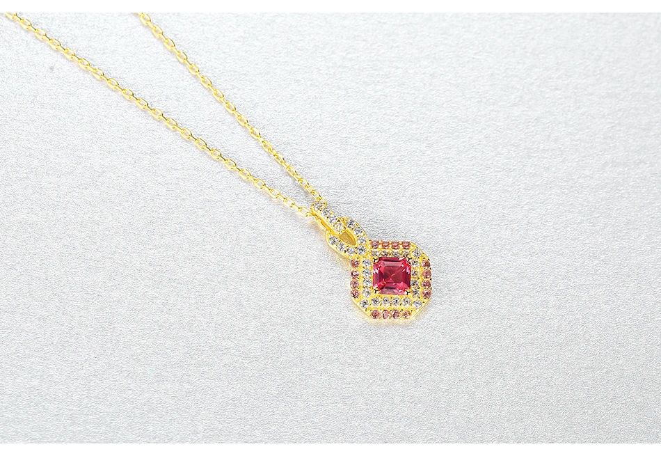 Design Colorful CZ Stone Gold Plated Silver Pendant Necklace